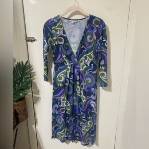 Boden Paisley Jersey Knit 3/4 Sleeve knee length dress size 8